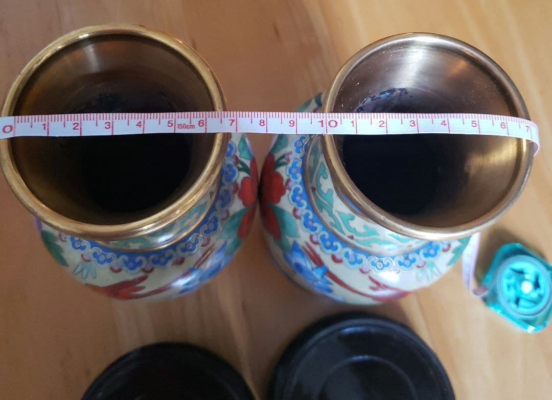 中国 七宝焼 骨董 花瓶一対