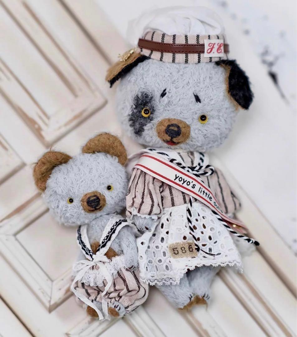 グレーブルーミニベア 海外作家様 アーティストベア テディベア ハンドメイド