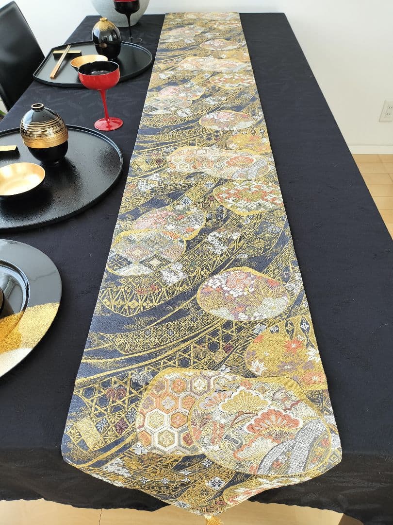 A463★高級‼️お祝い‼️袋帯テーブルランナー2m9cm