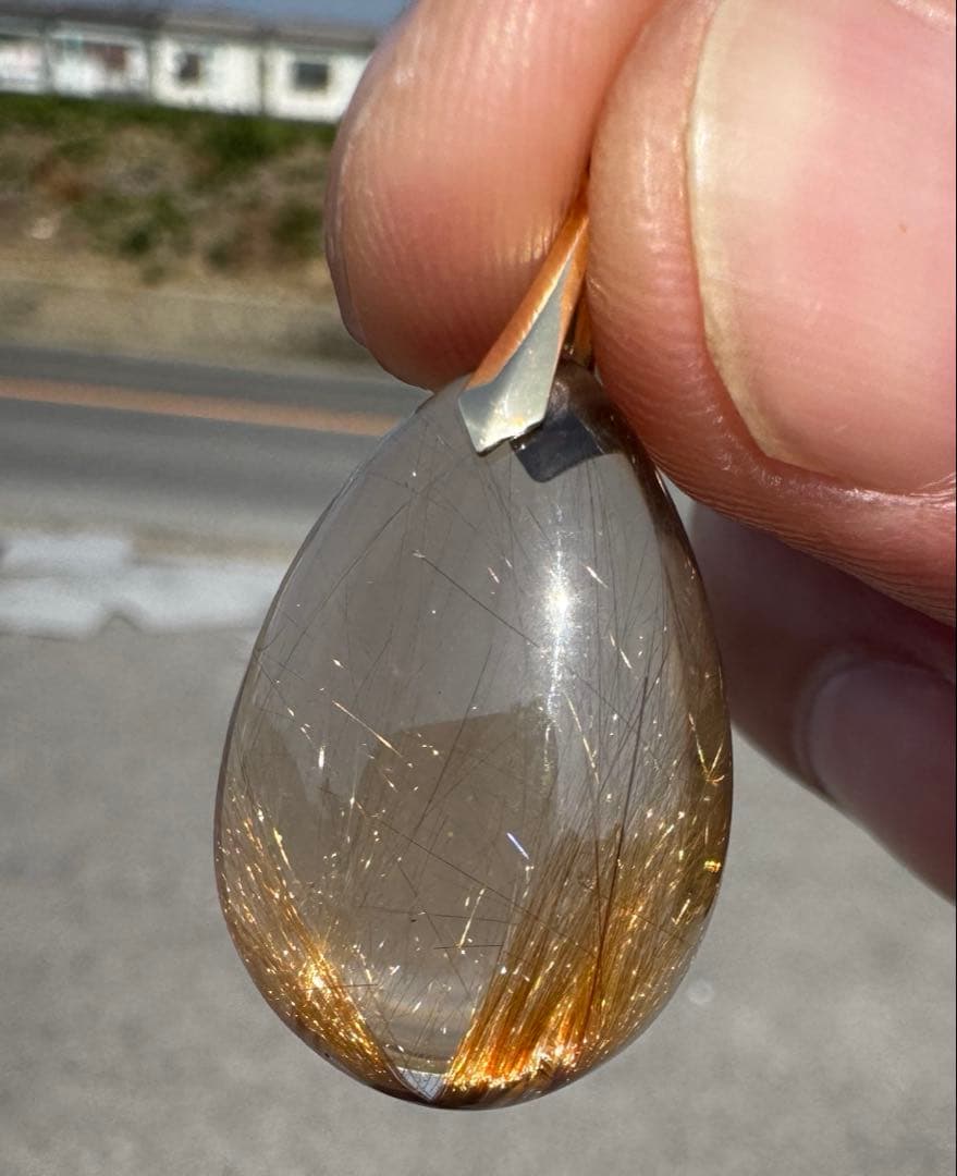 【極上品】超透明　ゴールドルチル　ペンダントトップ　豪華　K18使用