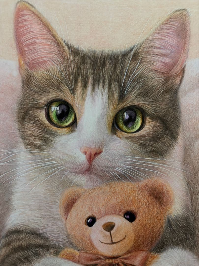 色鉛筆画A4 ぼくのくまさん