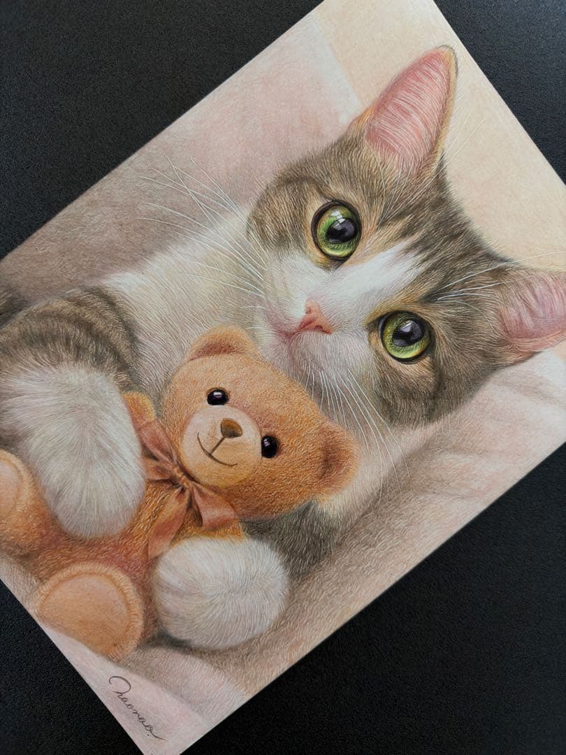 色鉛筆画A4 ぼくのくまさん