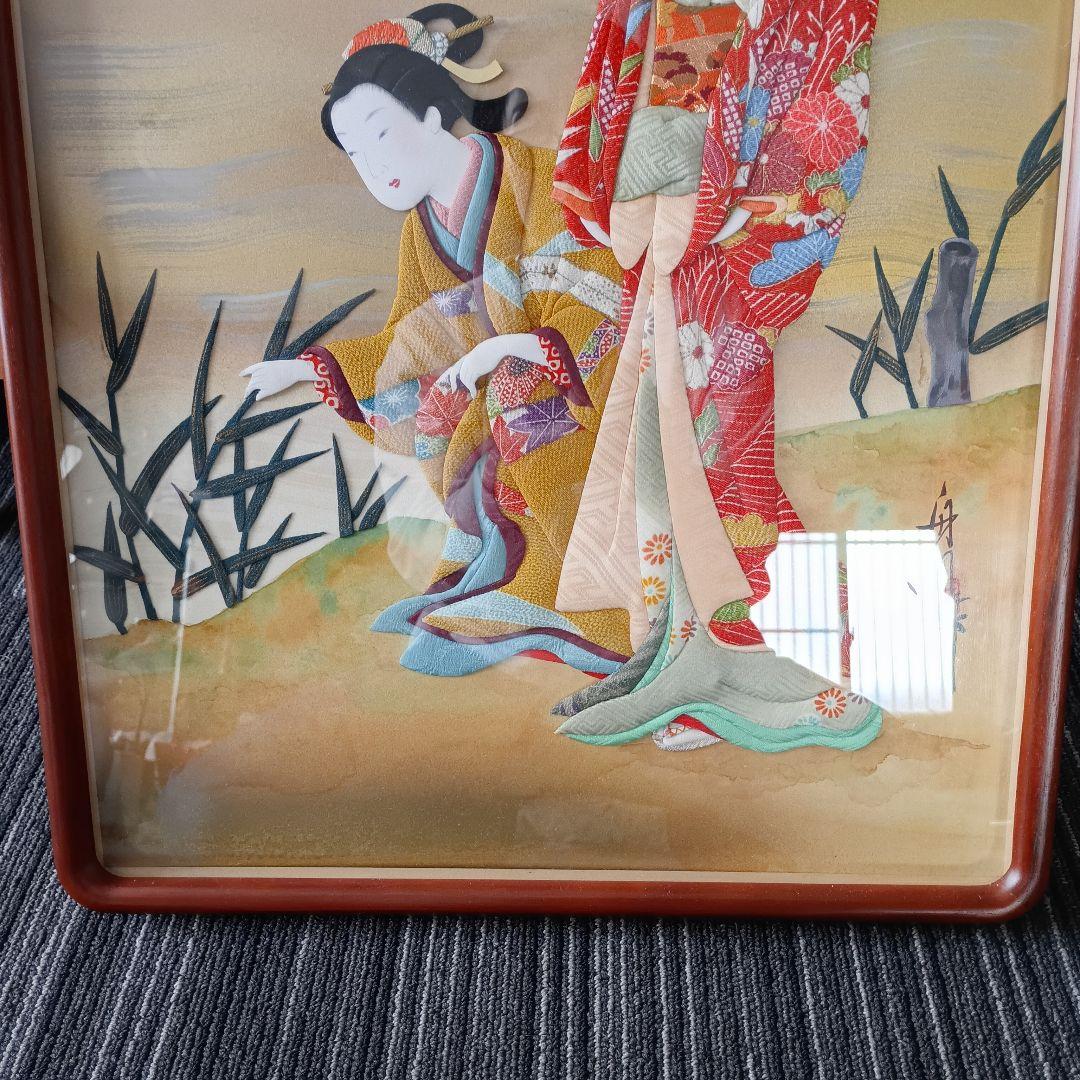 ​【引越し大処分】伝統工芸 押し絵 3枚 鷺娘/美人画/菊 額装 豪華セット