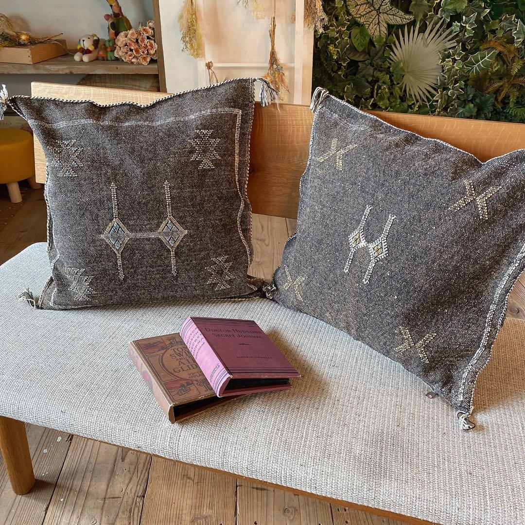 モロッコ製 カクタスシルク サブラ クッションカバー 約48×48cm