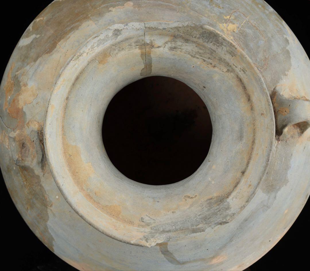 鎌倉時代 古瀬戸 灰釉双耳壺 高さ25.5cm 古陶 壺 花器 古美術 骨董品