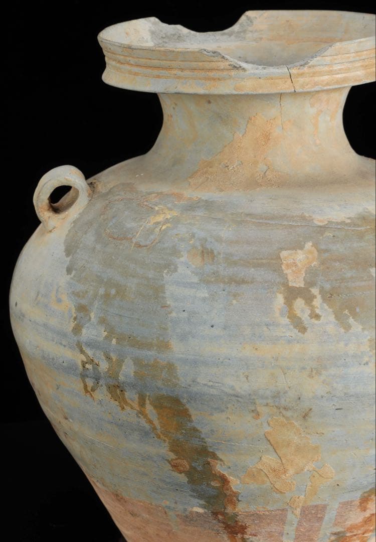 鎌倉時代 古瀬戸 灰釉双耳壺 高さ25.5cm 古陶 壺 花器 古美術 骨董品