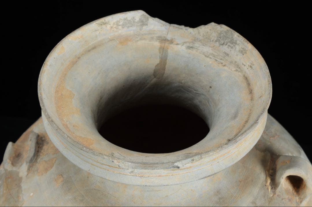 鎌倉時代 古瀬戸 灰釉双耳壺 高さ25.5cm 古陶 壺 花器 古美術 骨董品