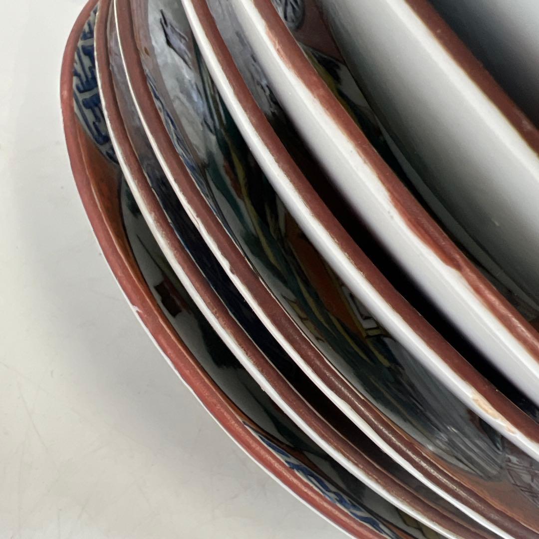 名工　九谷庄三　青九谷山水人物画八寸皿10枚　直径約24㎝　東Y8-0312⑥