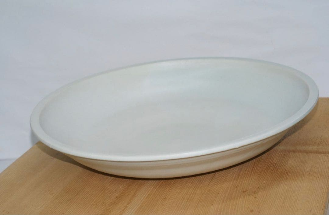 黒田泰蔵　白磁 大皿 径48.5cm 共箱