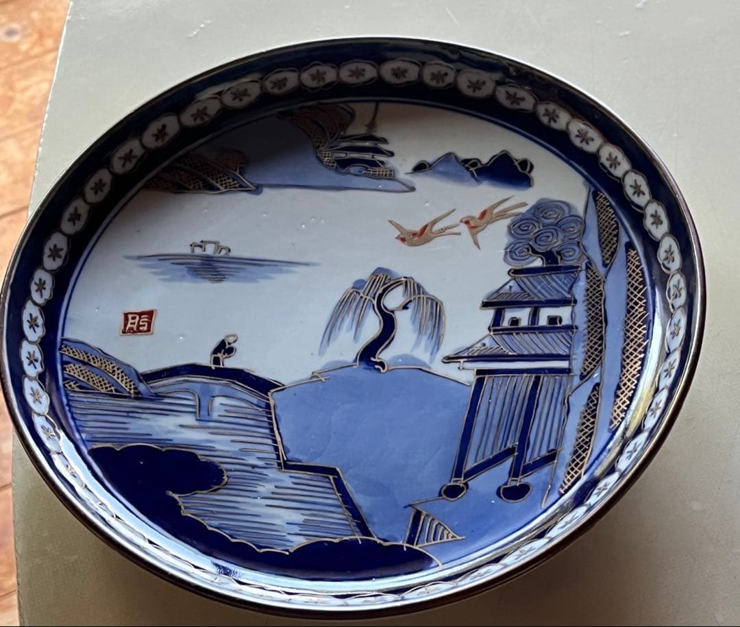 アンティーク蔵出し金彩手描き 大皿　４枚