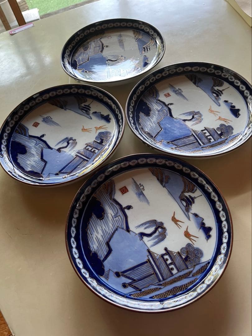 アンティーク蔵出し金彩手描き 大皿　４枚