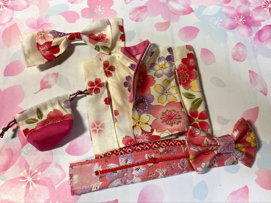 イルメールハッピードールサイズ着物　さくら満開　ホワイト