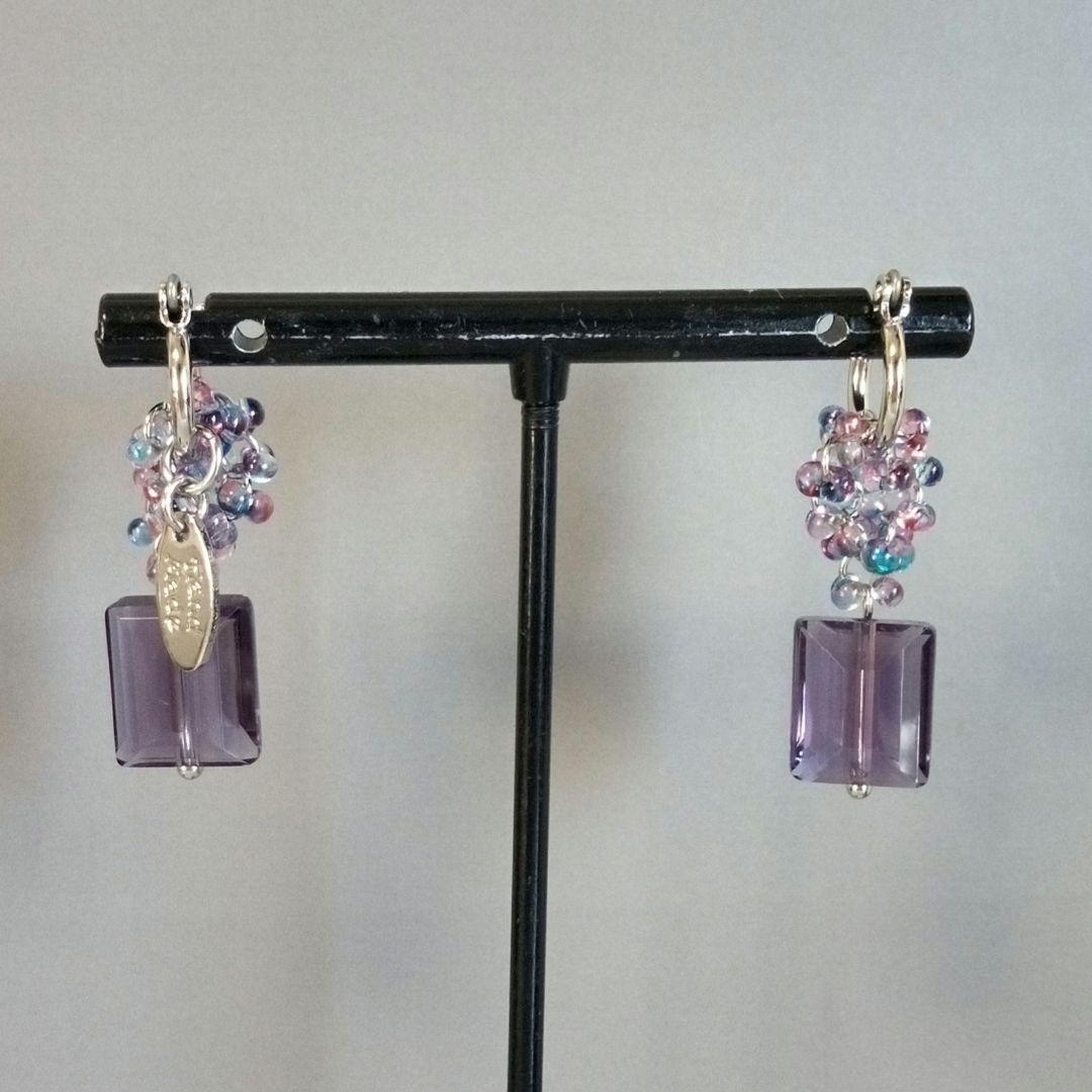 ①ガラスハートバイカラー②レッドスクエア③パープルガラス④パープルガラスハート