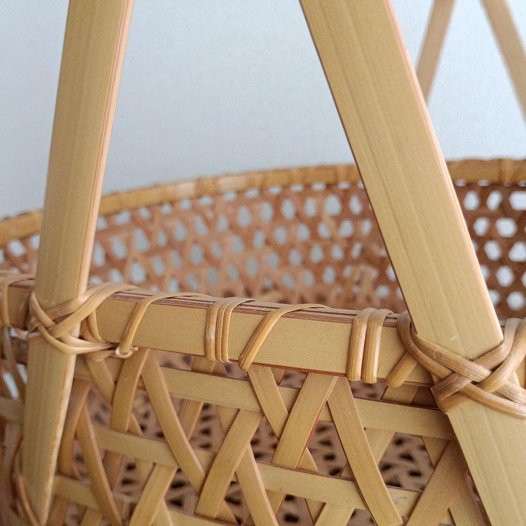 竹製籠　宮崎　作家物　竹細工　バスケット　大きめかご　天然素材　亀甲　クラフト