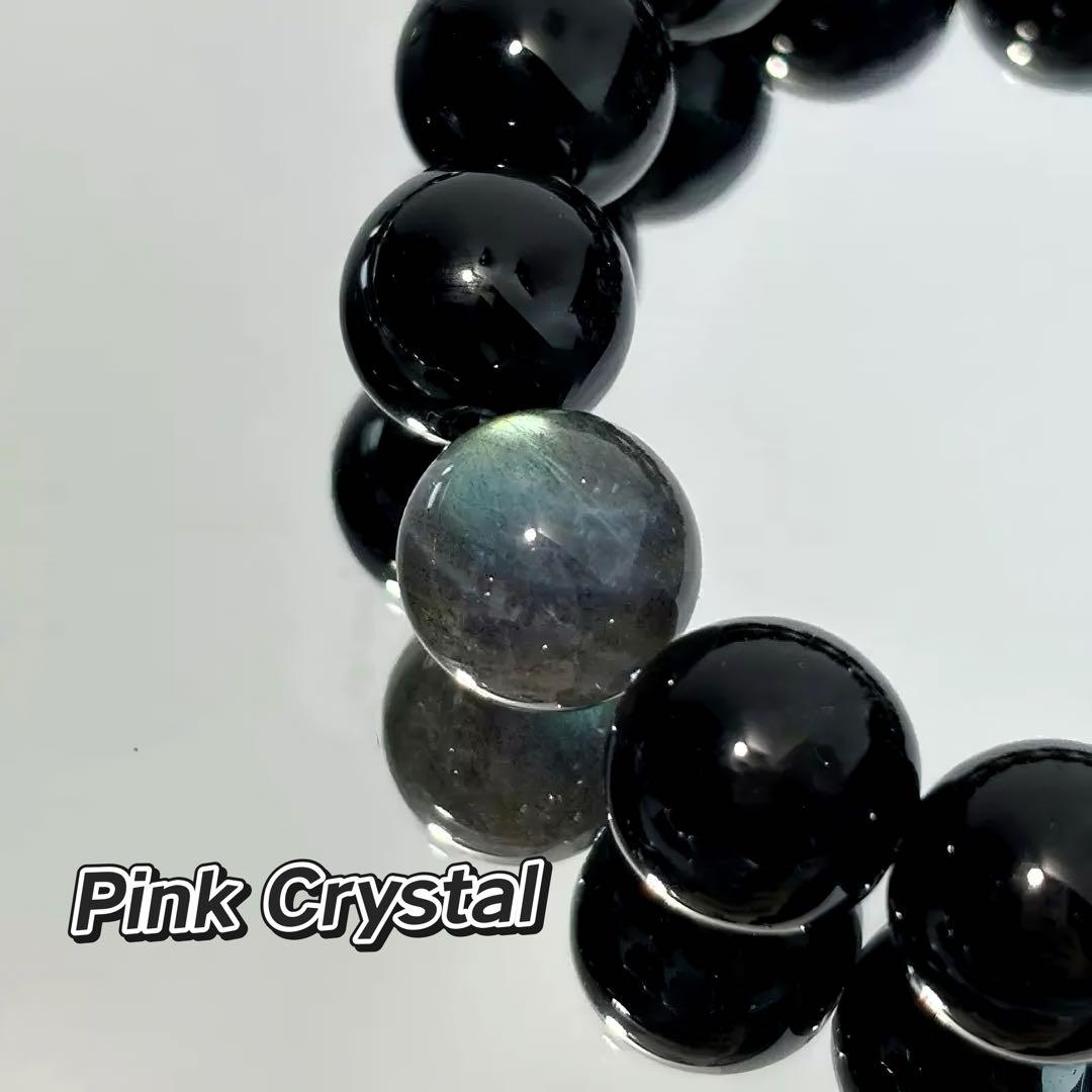 巳（蛇)年守護ブレスレット｜黒曜石×ムーンストーン（12mm・干支厄除け限定）