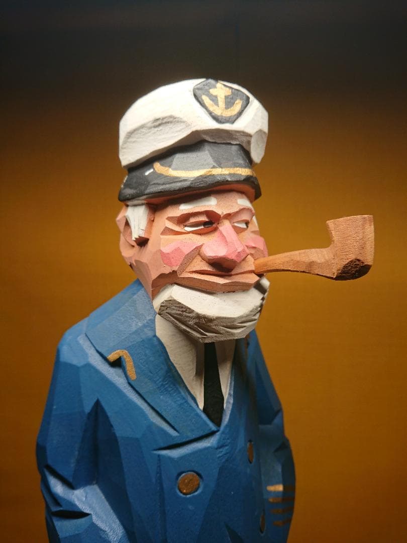 人形　船長　木彫　大型　オブジェ　置物　インテリア　工芸品　美術品　A1155