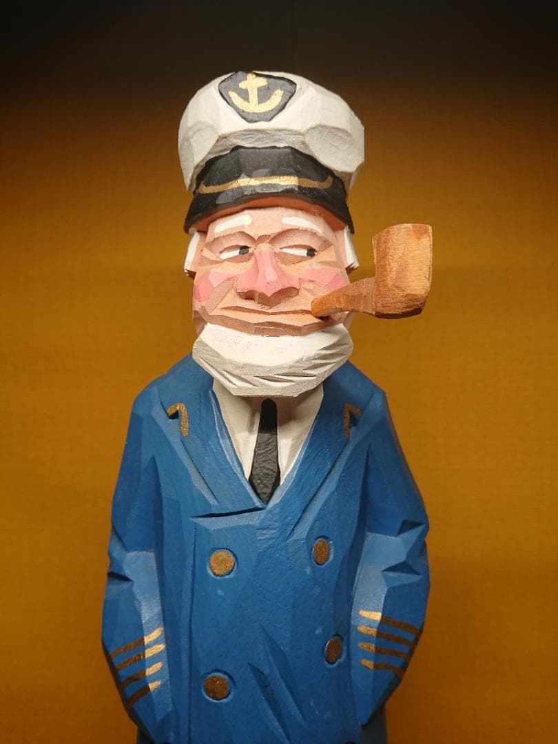 人形　船長　木彫　大型　オブジェ　置物　インテリア　工芸品　美術品　A1155