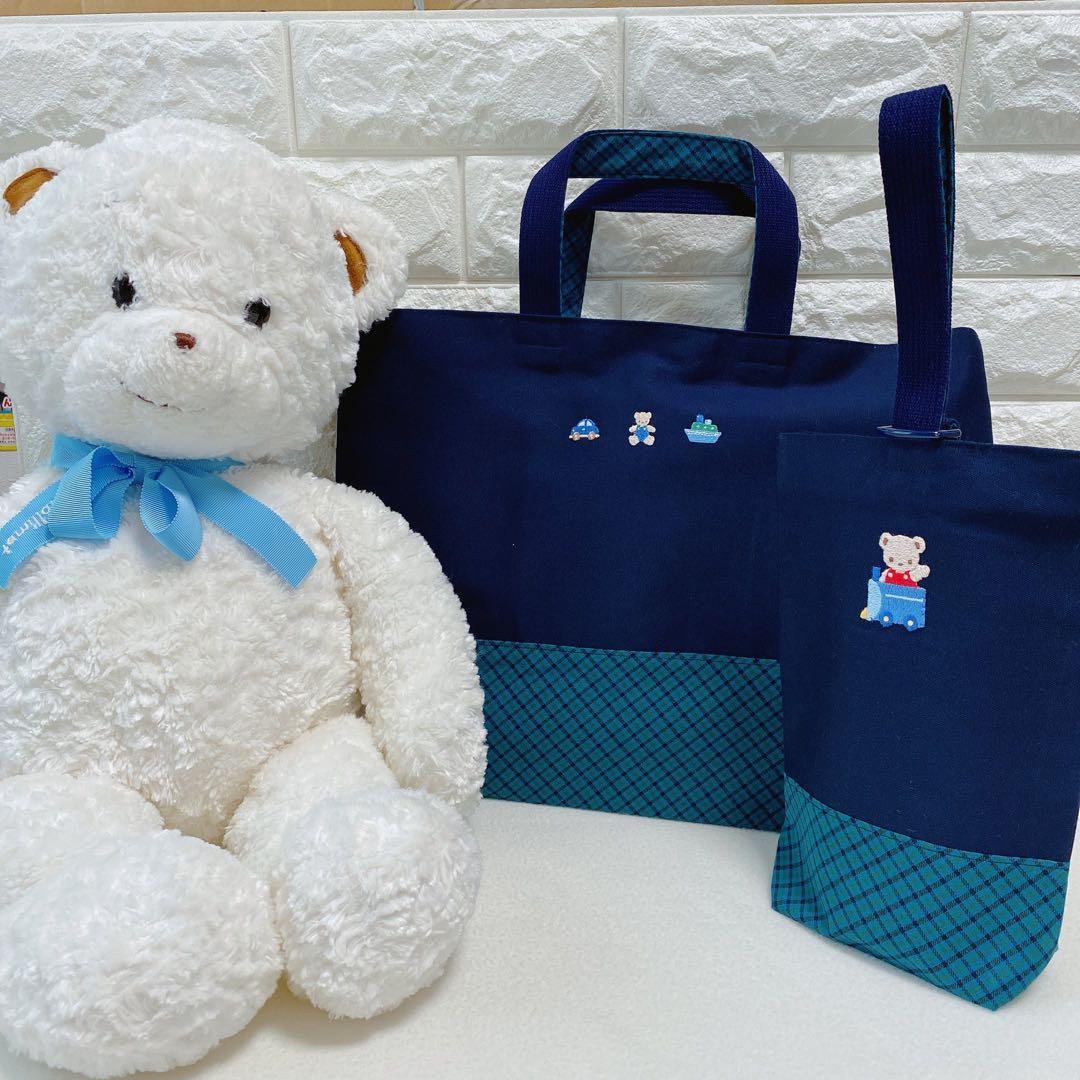 入園入学グッズオーダー受付❃︎ファミリアチェック レッスンバッグ コップ袋