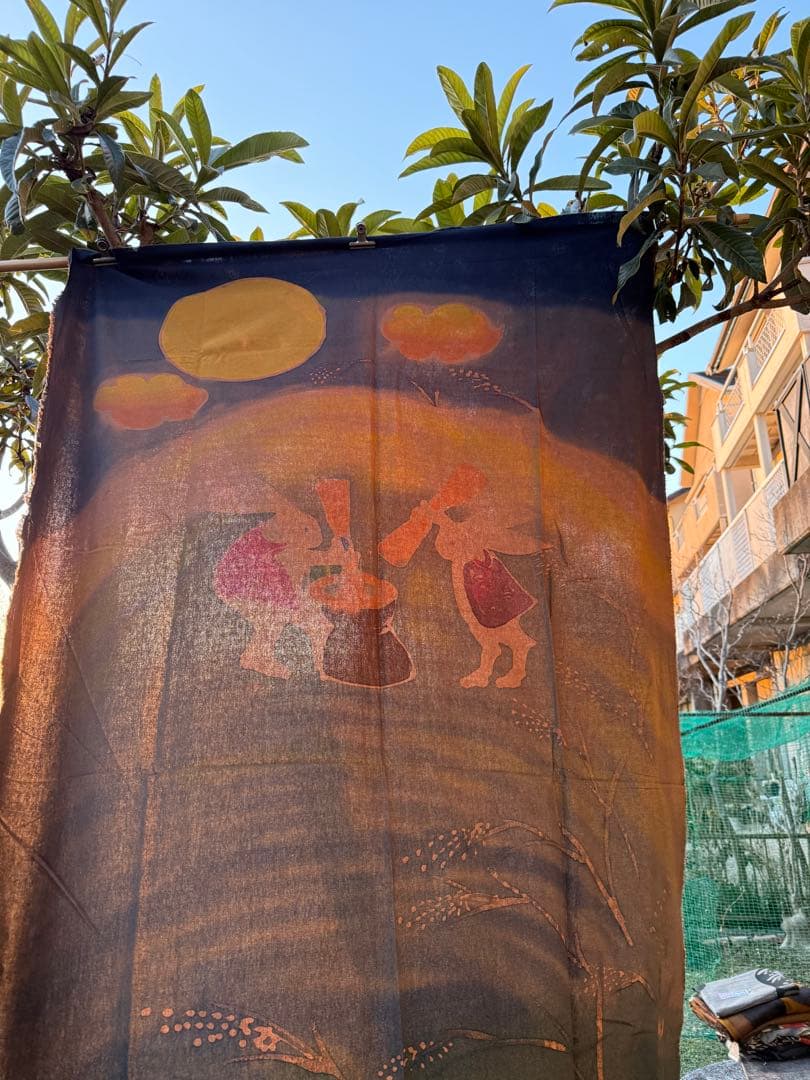 手描き染め 　図柄、月うさぎ