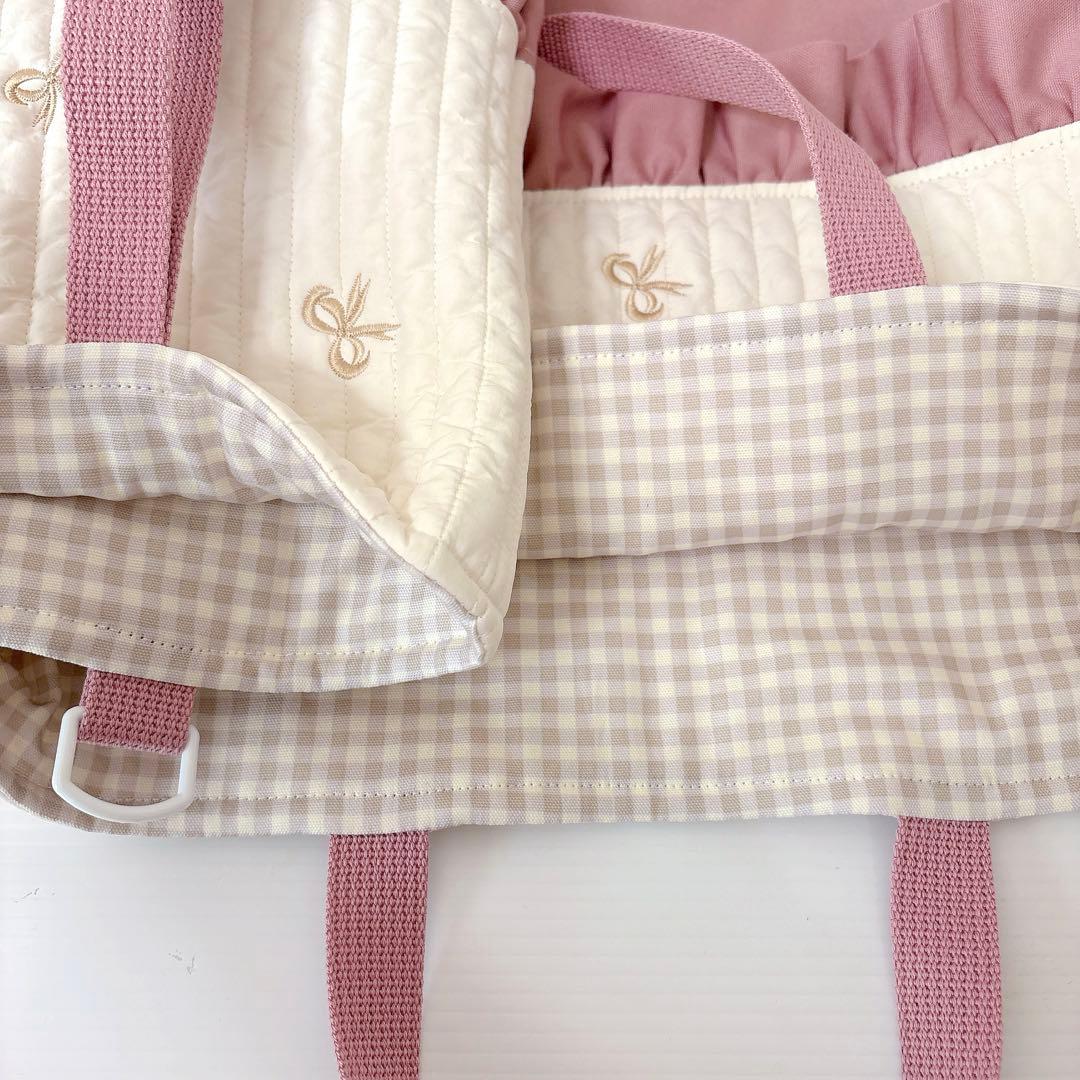 レッスンバッグ 上履き入れ　ヌビ　リボン刺繍