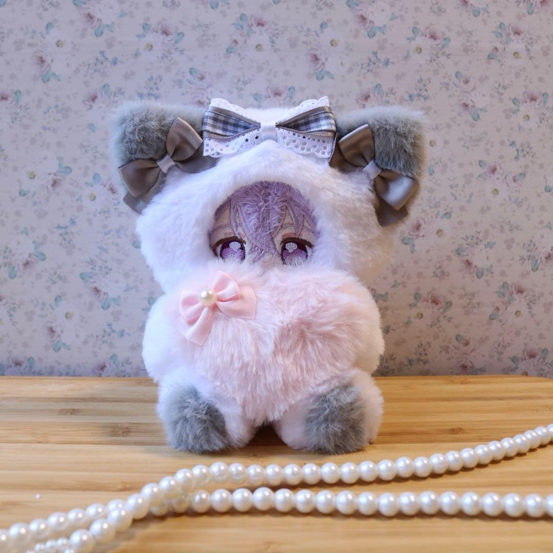 持てるよねこさん.12〜14cm/グレー❤︎おすわりぬい服 着ぐるみ ちびぐるみ