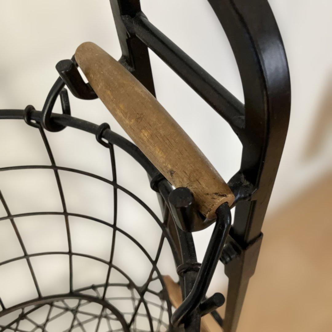 アンティーク風ブラック 3段ワイヤーバスケット