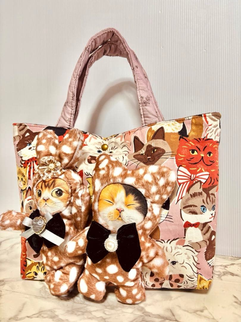 コヤンイサムチョン　ネコチャンプリント生地トートバッグ