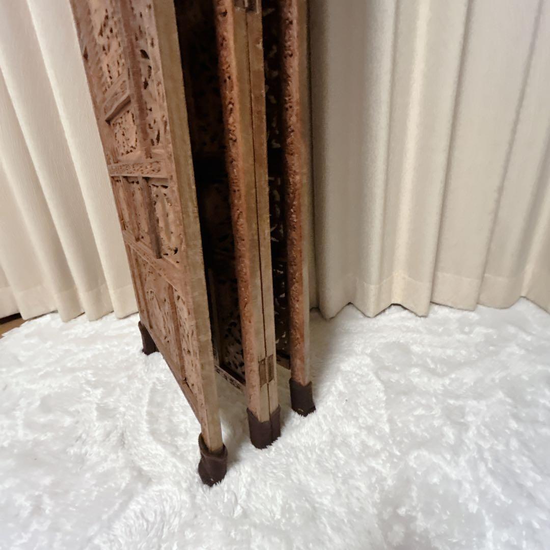 アジアン 木彫りパーテーション 4連 幅200cm×高さ155 ついたて