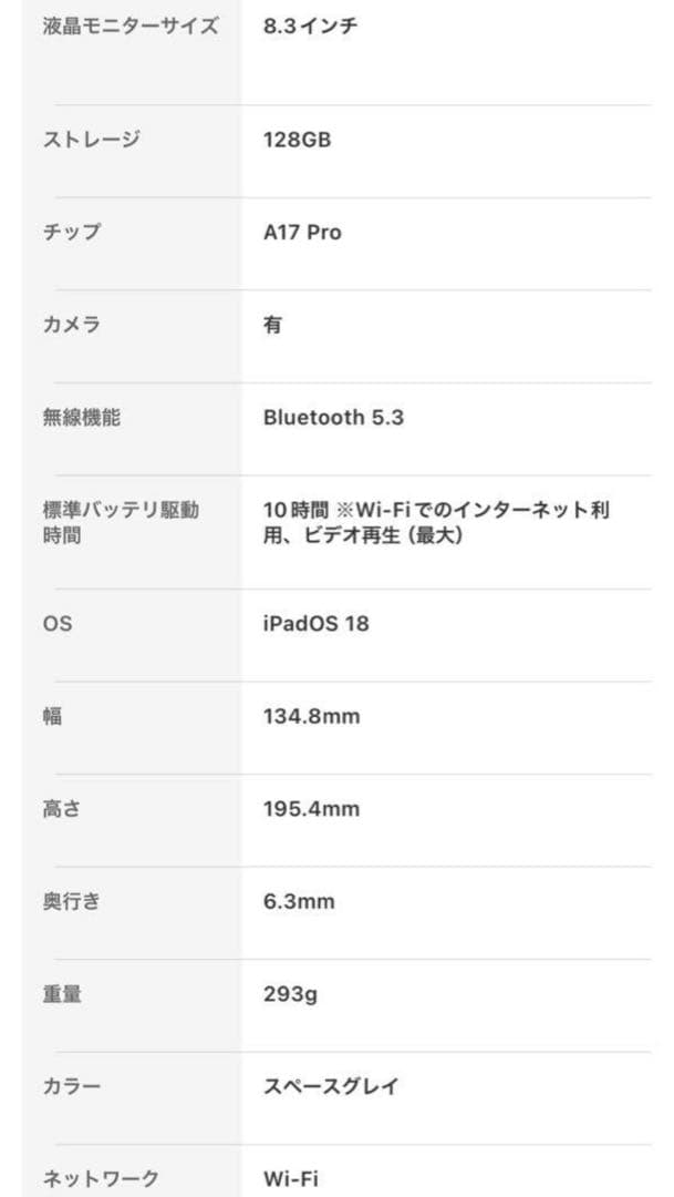 Apple iPad mini 第7世代 128GB スペースグレー