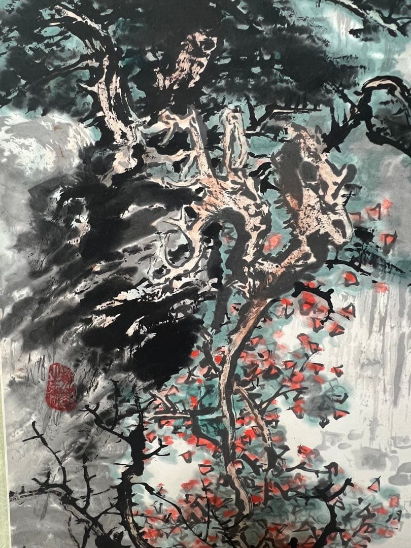 掛け軸　中国画 四川 文超福［山水ノ図］紙本　肉筆！