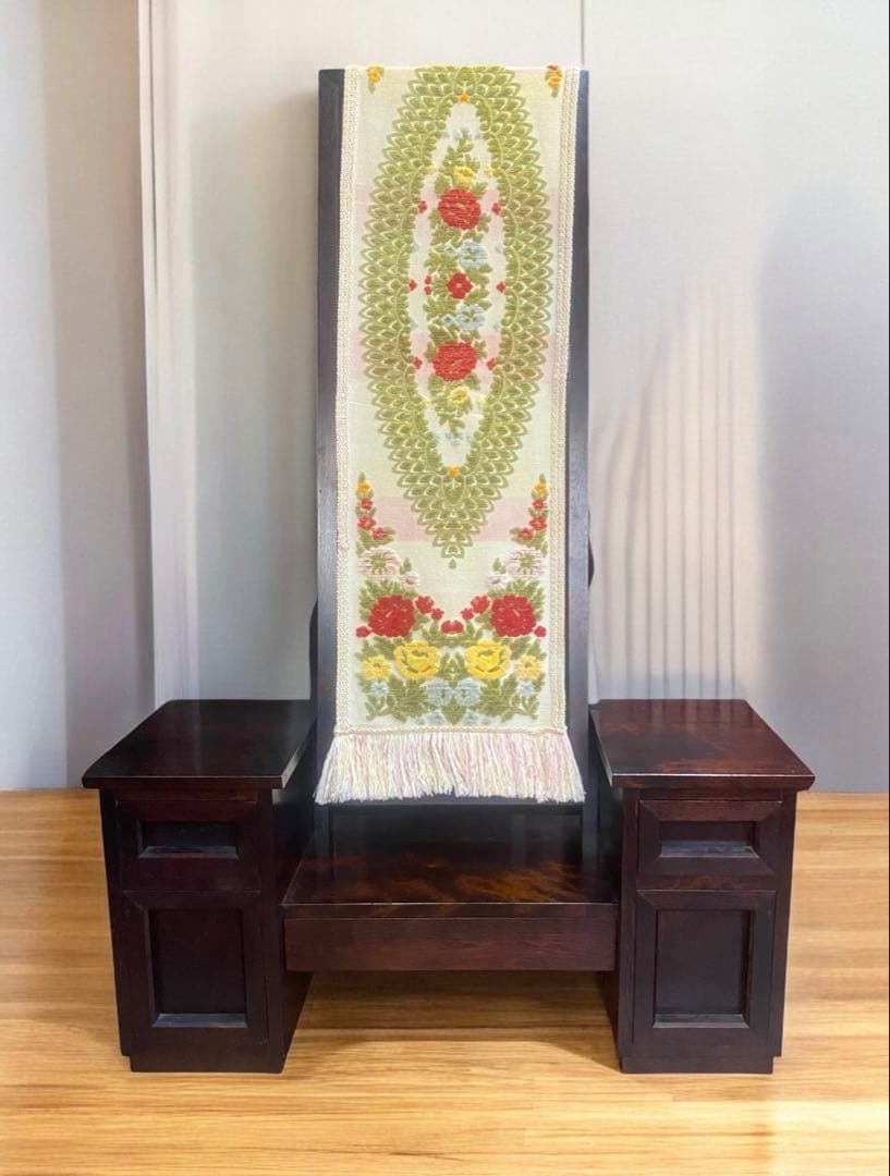 送料込み★松本民芸の高級家具　桜材の鏡台　ドレッサー　ミラーカバー付き