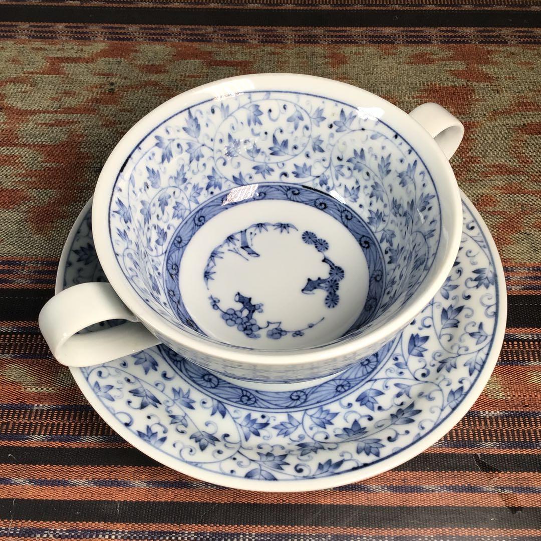 『プレうー特価』　龍峰　スープカップ&ソーサー　4客