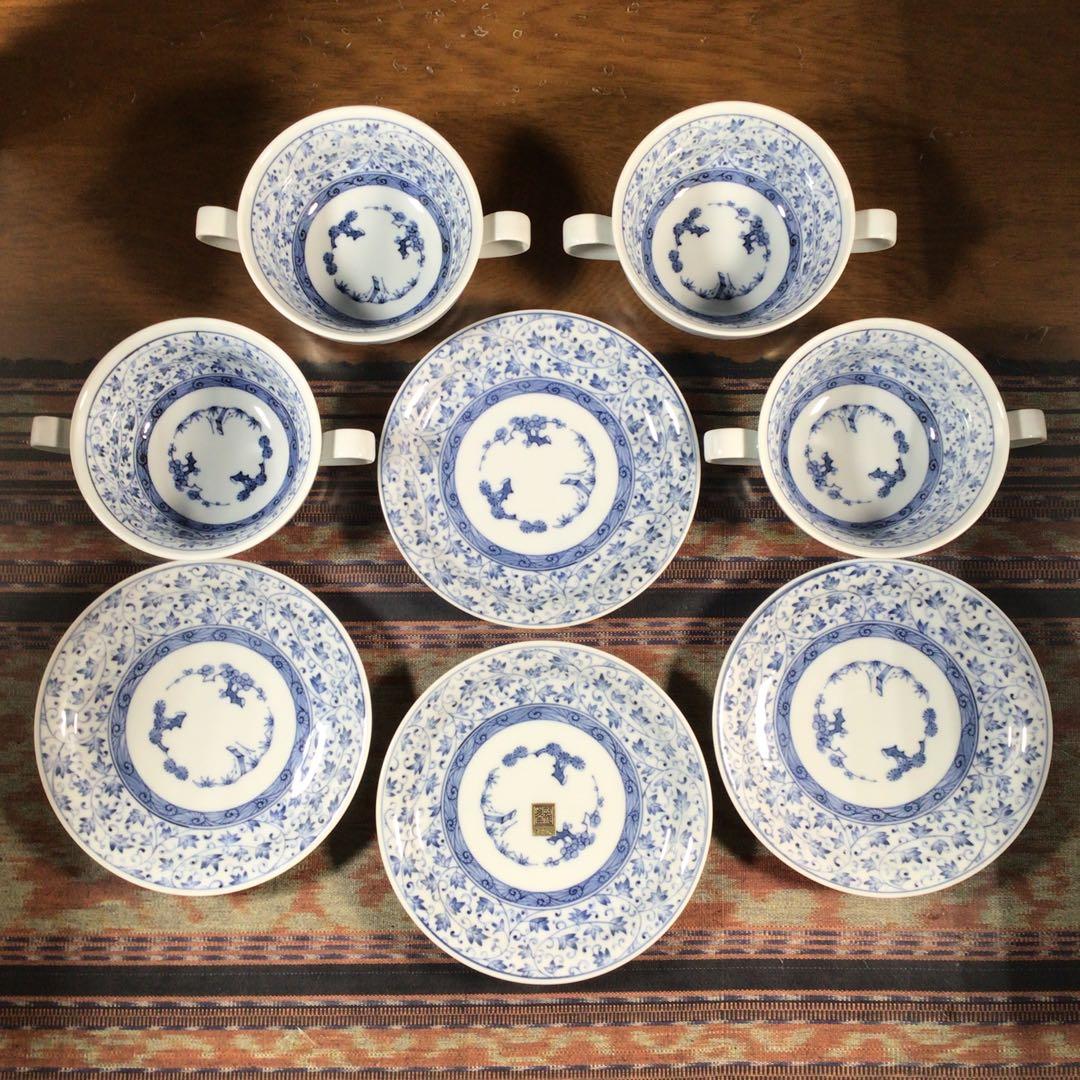 『プレうー特価』　龍峰　スープカップ&ソーサー　4客