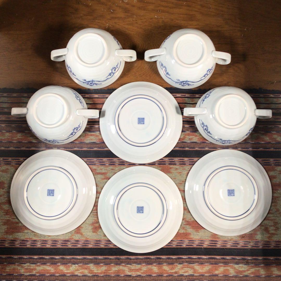 『プレうー特価』　龍峰　スープカップ&ソーサー　4客