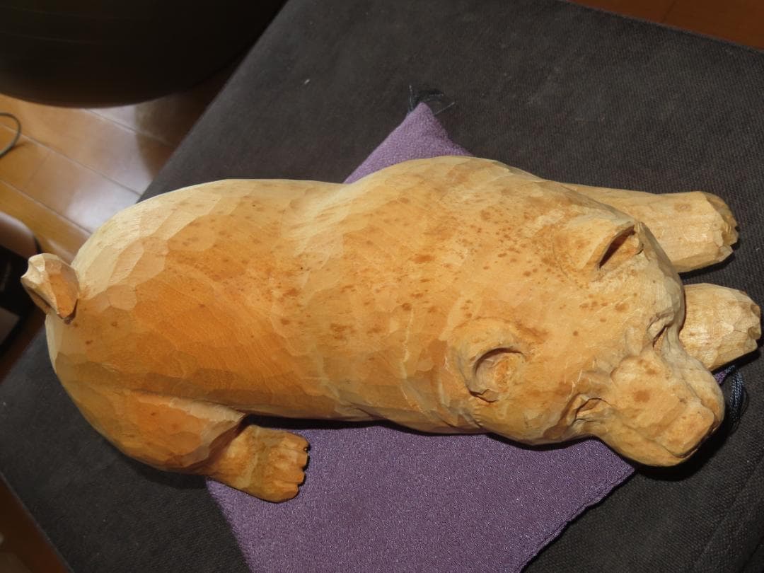 3 金岡作 金岡茂幸？　犬　イヌ 一刀彫　木彫り　木彫刻　アイヌ　北海道