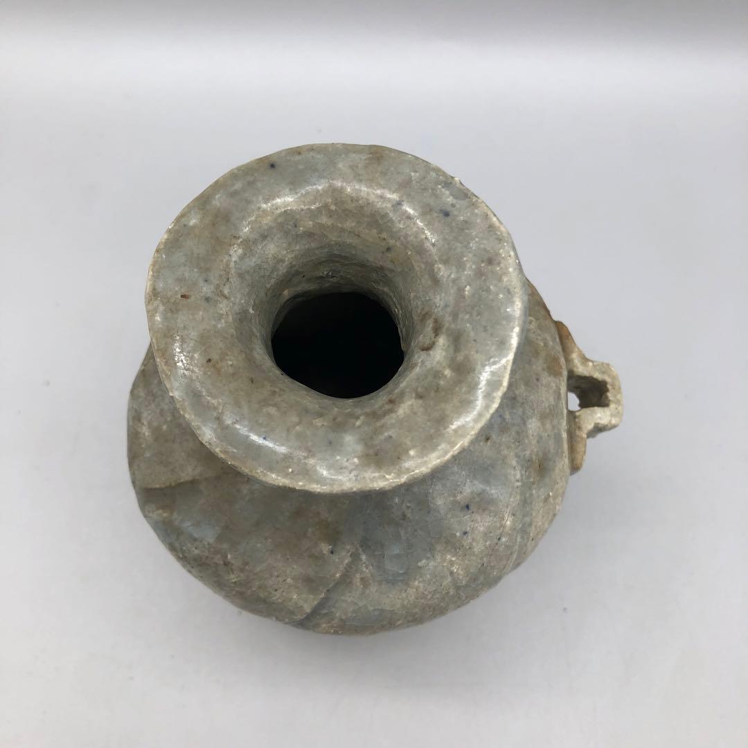 古風陶器耳付き花瓶一輪挿しフラワーベース酒器徳利14cmアンティーク骨董置物