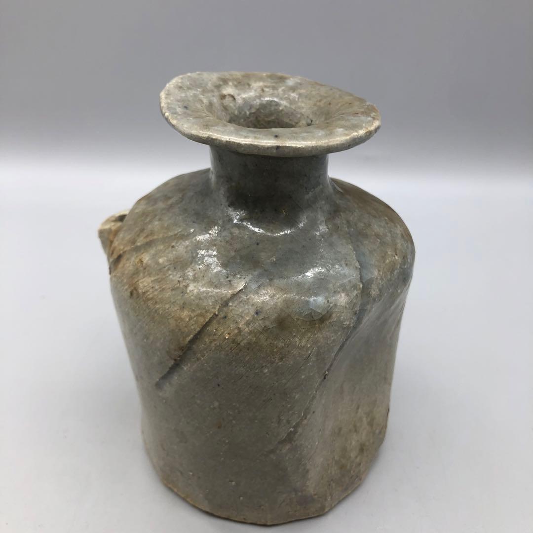 古風陶器耳付き花瓶一輪挿しフラワーベース酒器徳利14cmアンティーク骨董置物
