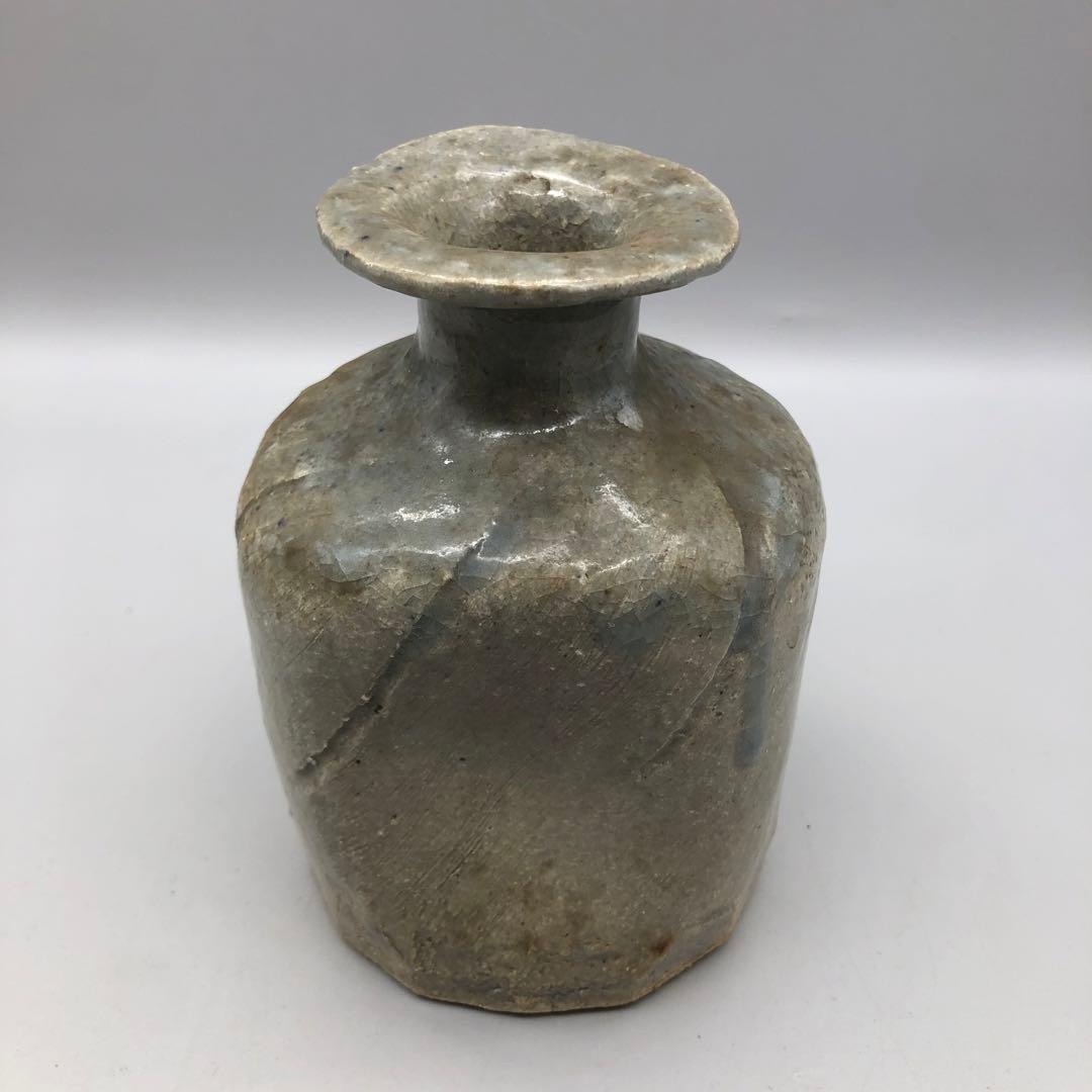 古風陶器耳付き花瓶一輪挿しフラワーベース酒器徳利14cmアンティーク骨董置物