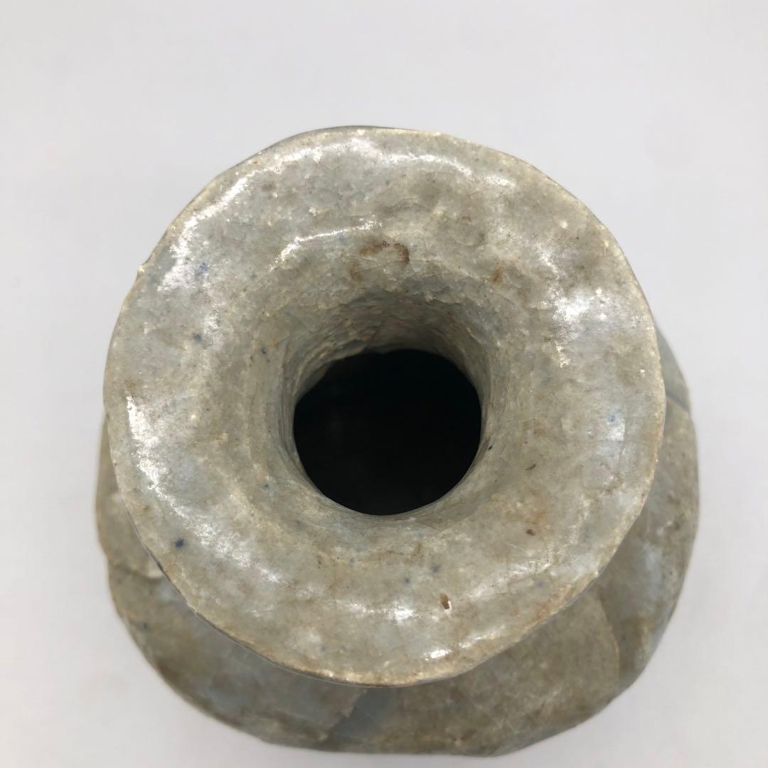 古風陶器耳付き花瓶一輪挿しフラワーベース酒器徳利14cmアンティーク骨董置物