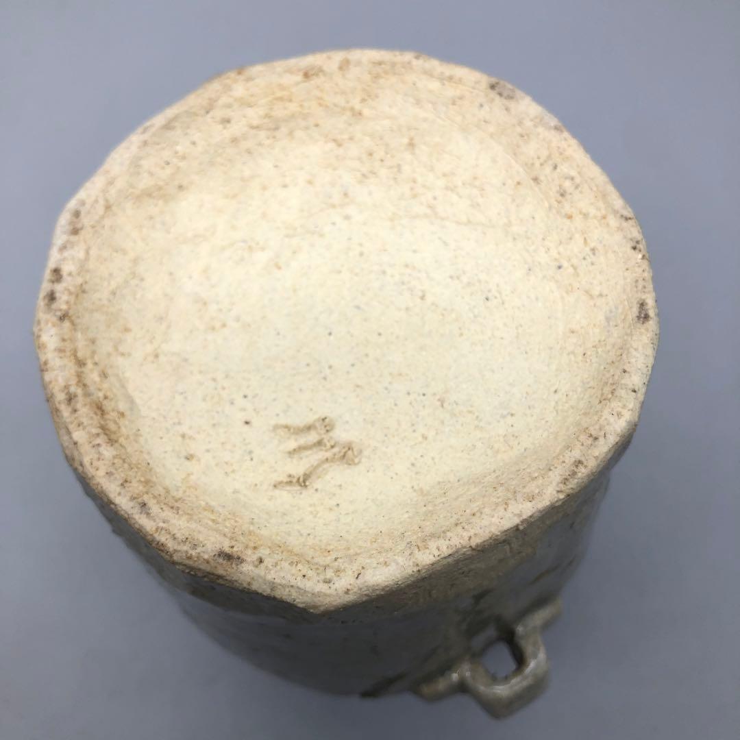 古風陶器耳付き花瓶一輪挿しフラワーベース酒器徳利14cmアンティーク骨董置物