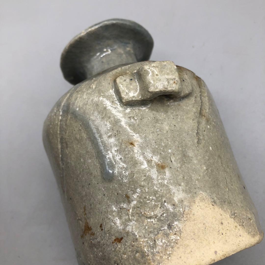 古風陶器耳付き花瓶一輪挿しフラワーベース酒器徳利14cmアンティーク骨董置物