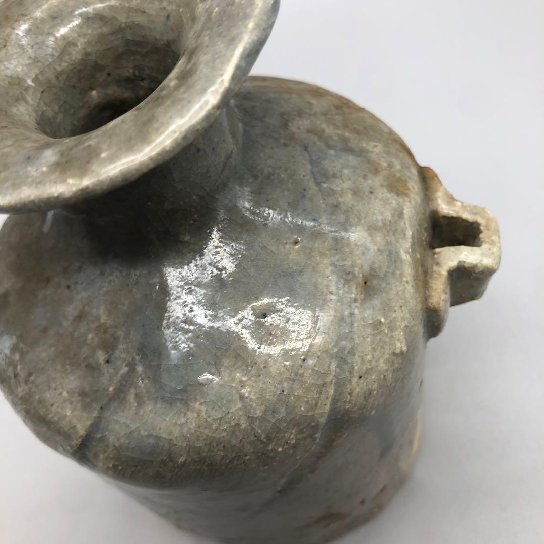 古風陶器耳付き花瓶一輪挿しフラワーベース酒器徳利14cmアンティーク骨董置物