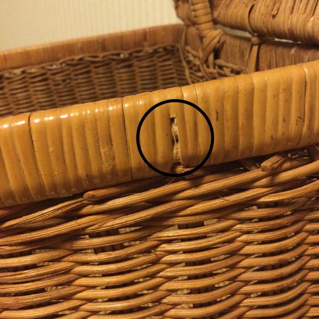 天然ラタン 蓋付きバスケット　大きいサイズ　ピクニックバスケット