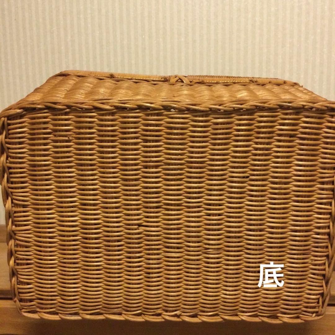 天然ラタン 蓋付きバスケット　大きいサイズ　ピクニックバスケット