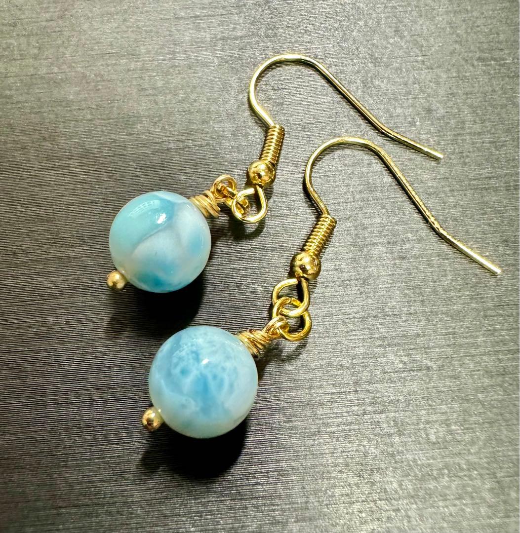 らっちゃんまま 様♡高品質 ラリマー ピアス 天然石 サージカルステンレス