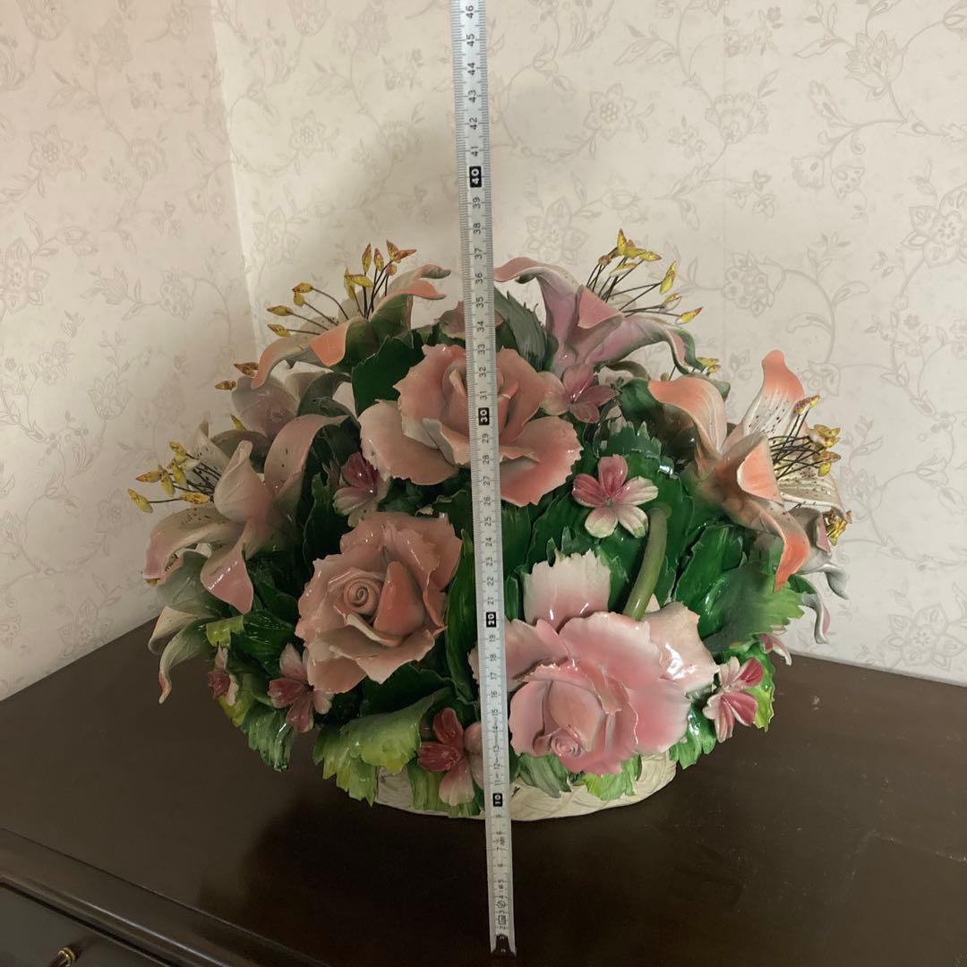 陶器製　インテリア　カラフルな花置物