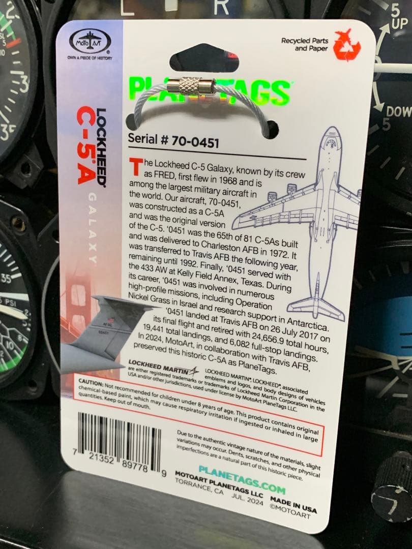 米空軍 輸送機 C-5 ギャラクシー タグ キーホルダー USAF 実機