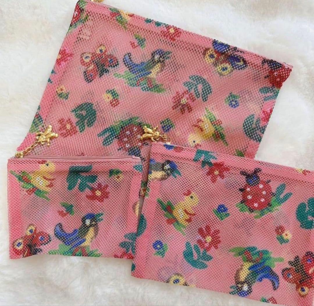 FEIRER フェイラー　メッシュポーチ3点セット　ハイジ柄　ピンク