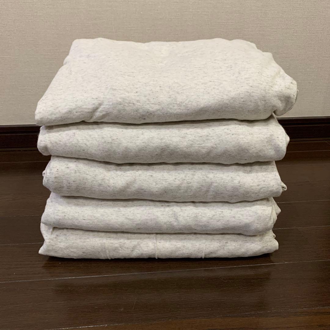 無印　天竺綿・落ちワタ入りボックスシーツ・S 杢ライトベージュ【廃番】5枚セット