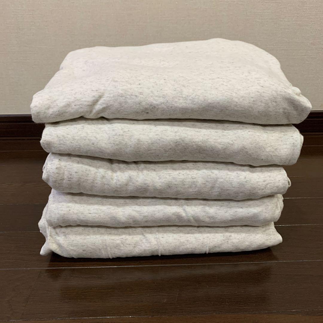 無印　天竺綿・落ちワタ入りボックスシーツ・S 杢ライトベージュ【廃番】5枚セット